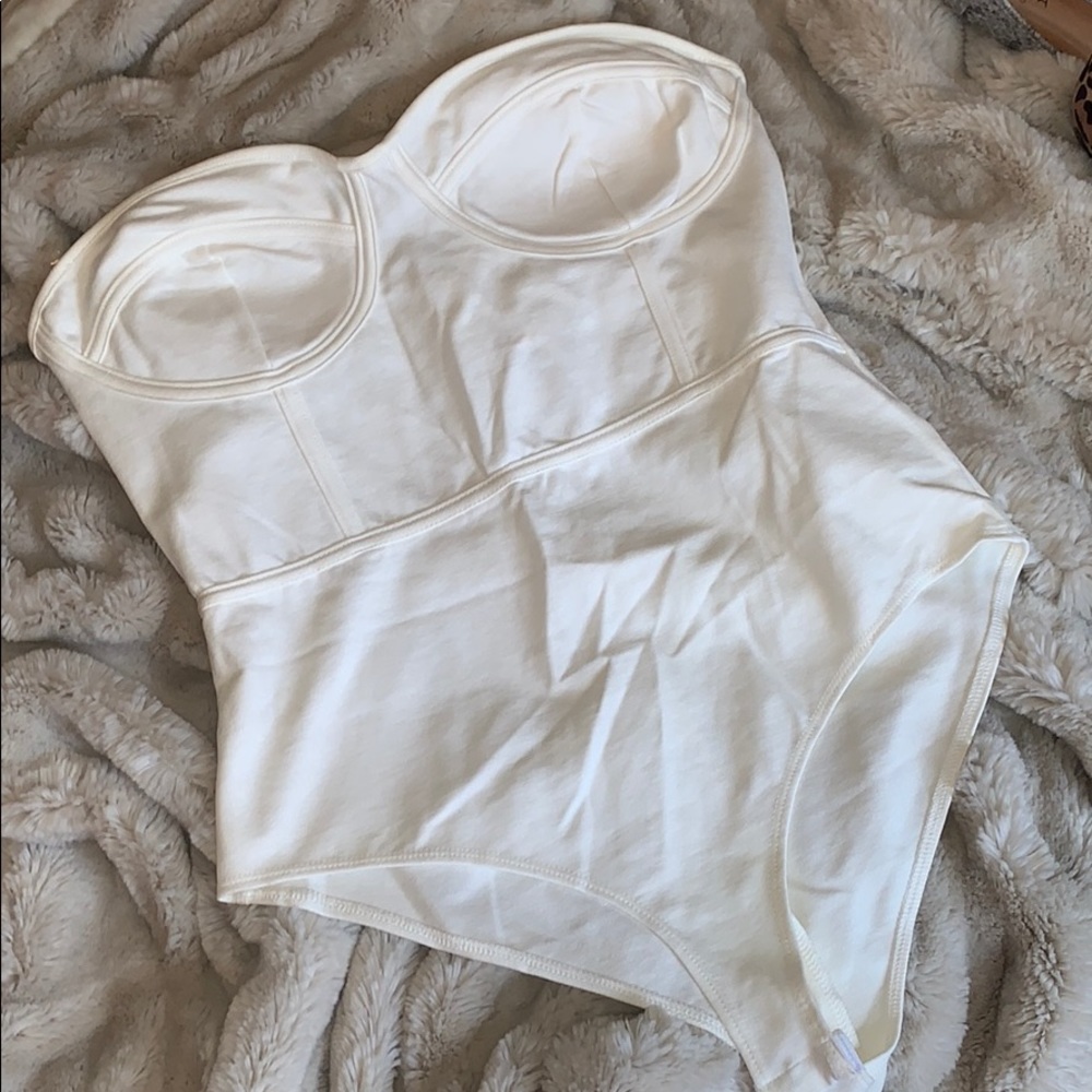 Cream tube top bodysuit
